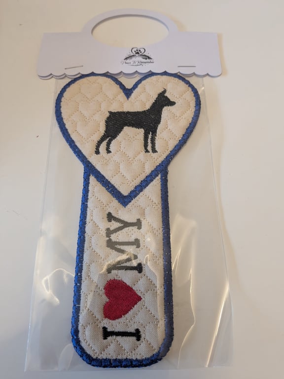 I Love My Dog Bookmark - Handmade Embroidered 