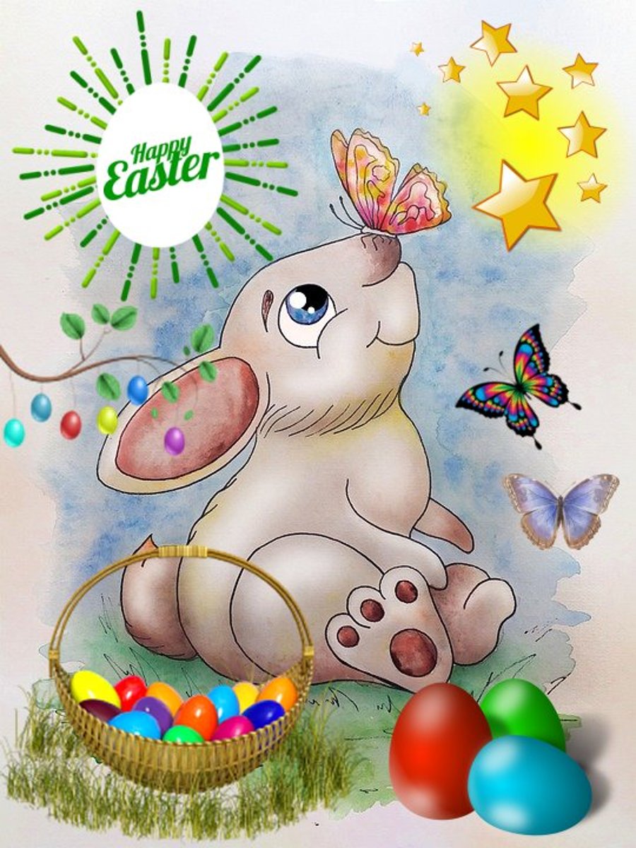 Bunny with Eggs Easter Greeting Card A5 Size 