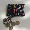 Fabric, zipped key ring purse, small coin purse