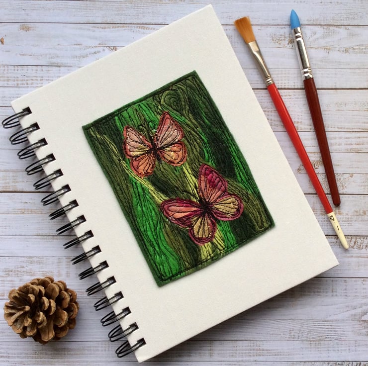 Embroidered butterfly sketchbook, scrapbook or ... - Folksy