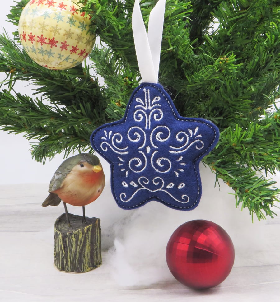 Embroidered Felt Christmas Decoration, Personalisable Tree Ornament