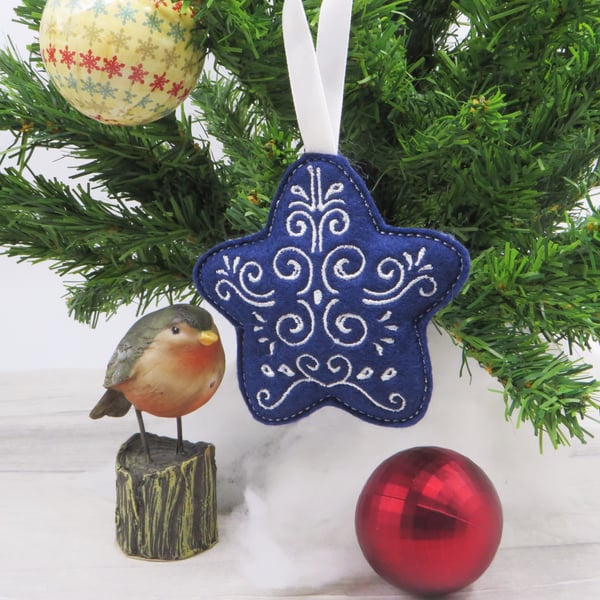 Embroidered Felt Christmas Decoration, Personalisable Tree Ornament