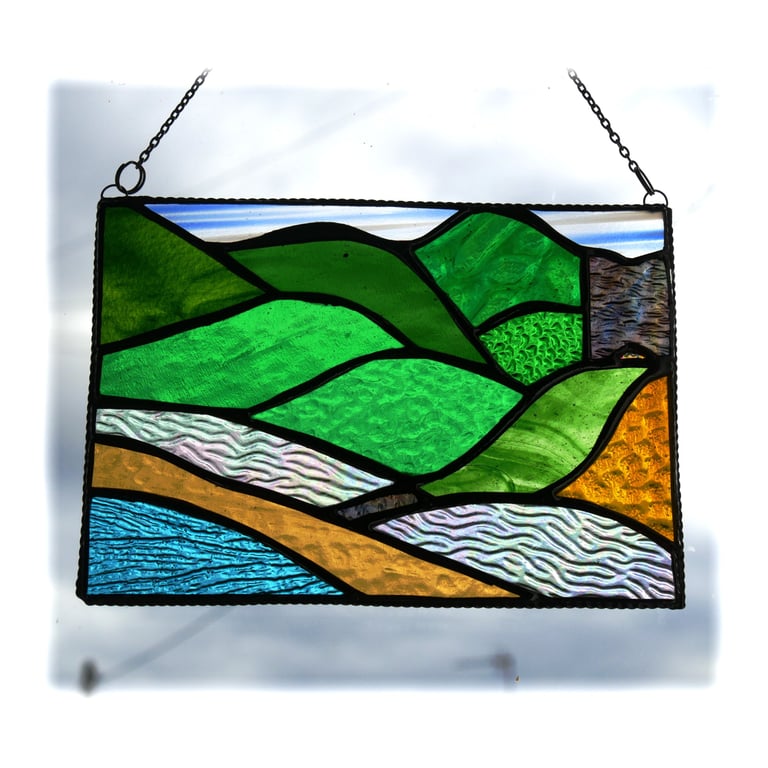Welsh Mountain Stained Glass Picture Landscape 013