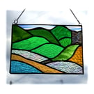 Welsh Mountain Stained Glass Picture Landscape 013