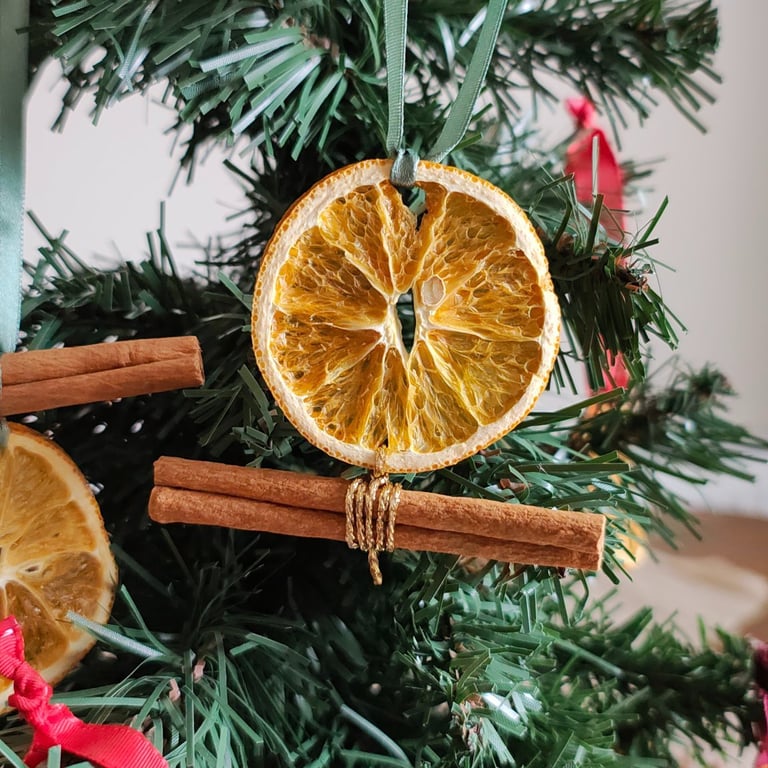 Dried Orange Christmas Decorations, Set of 4, Rustic Christmas Tree Decor