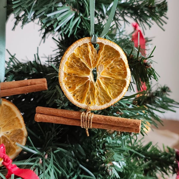 Dried Orange Christmas Decorations, Set of 4, Rustic Christmas Tree Decor