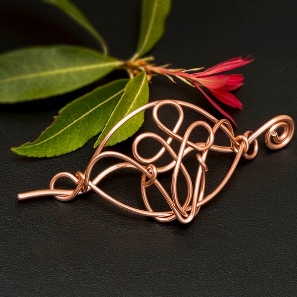 Handmade Celtic Copper Hair Bun Slide – Hair Brooch & Barrette ,gift for women