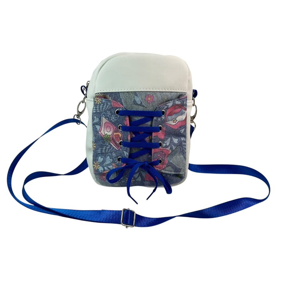 Handmade trainer Lace Crossbody Bag, Boho Floral Phone Purse, White Faux Leather