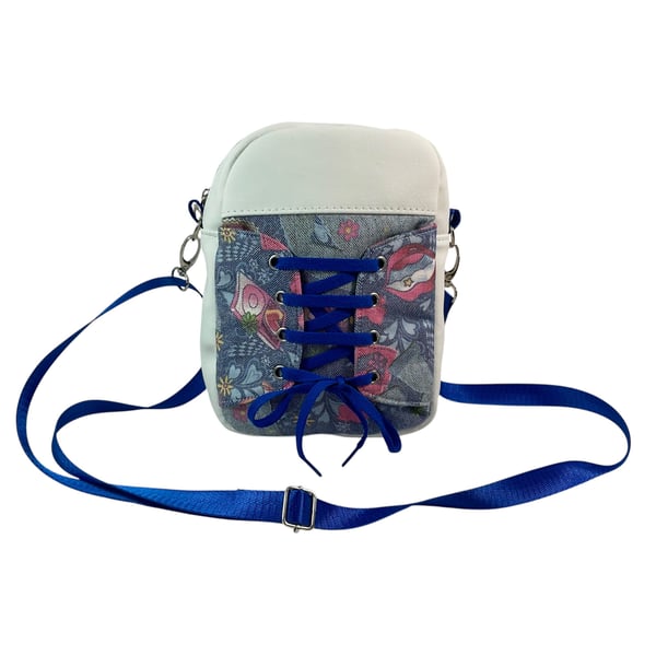 Handmade trainer Lace Crossbody Bag, Boho Floral Phone Purse, White Faux Leather