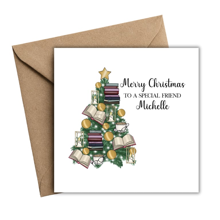 Book Lover Christmas Tree Merry Christmas Card