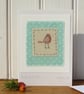 Polka Dot Robin hand-stitched card - detailed miniature, keepsake - Image 1