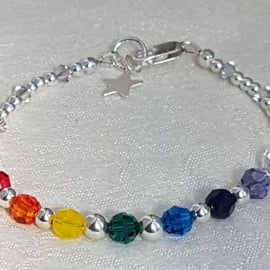 Gorgeous Rainbow Crystal and Sterling Silver Bracelet