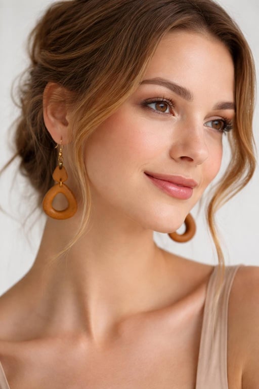 Handmade Neutral Polymer Clay Earrings, Lightweight Everyday Artisan Jewellery