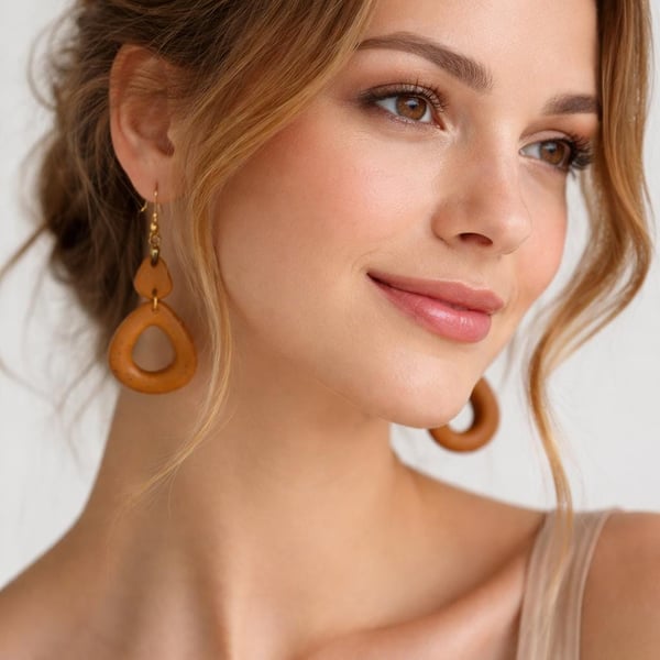 Handmade Neutral Polymer Clay Earrings, Lightweight Everyday Artisan Jewellery