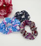 Colourful scrunchies,  set of 3, navy polkadot,  blue floral and purple.   - Image 6