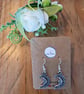 Antique Silver Toned Sleeping Moon Face Drop Earrings