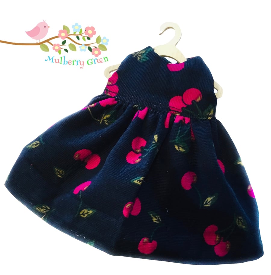 Corduroy Cherry Print Dress