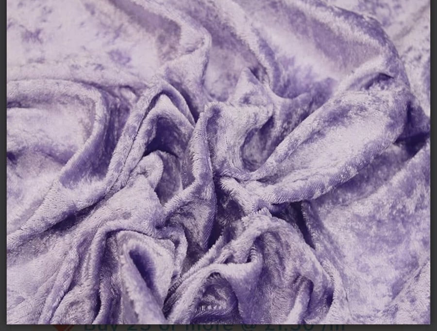 crushed velvet fabric material stretch soft lilac pale purple 1 metre