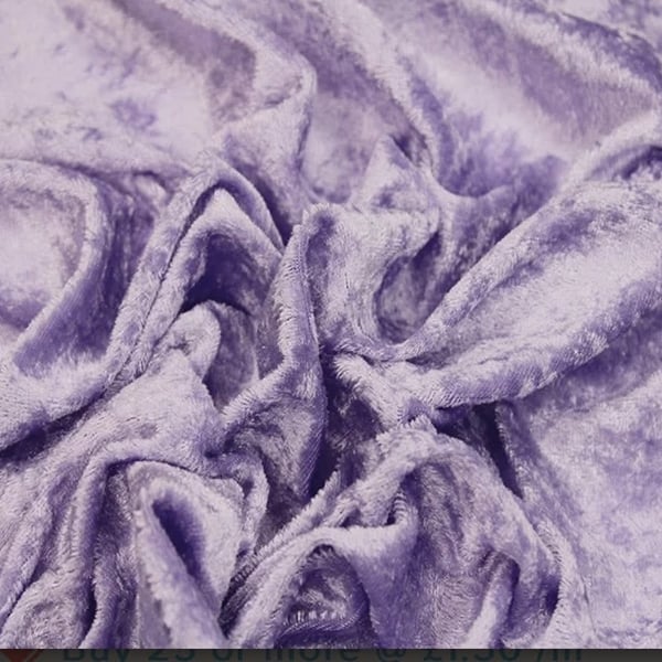 crushed velvet fabric material stretch soft lilac pale purple 1 metre