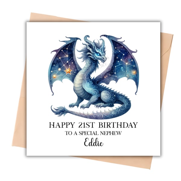 Blue Dragon Happy Birthday Card