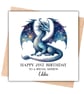 Blue Dragon Happy Birthday Card