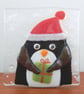 Handmade Fused Glass 'Christmas Penguin' T Light Holder - Image 2