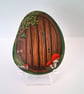 Brown Wooden Fairy Door with Red Mushrooms Rock Painting