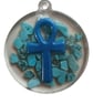Personalized Ankh Pendant: Blue & Green Disc Charm