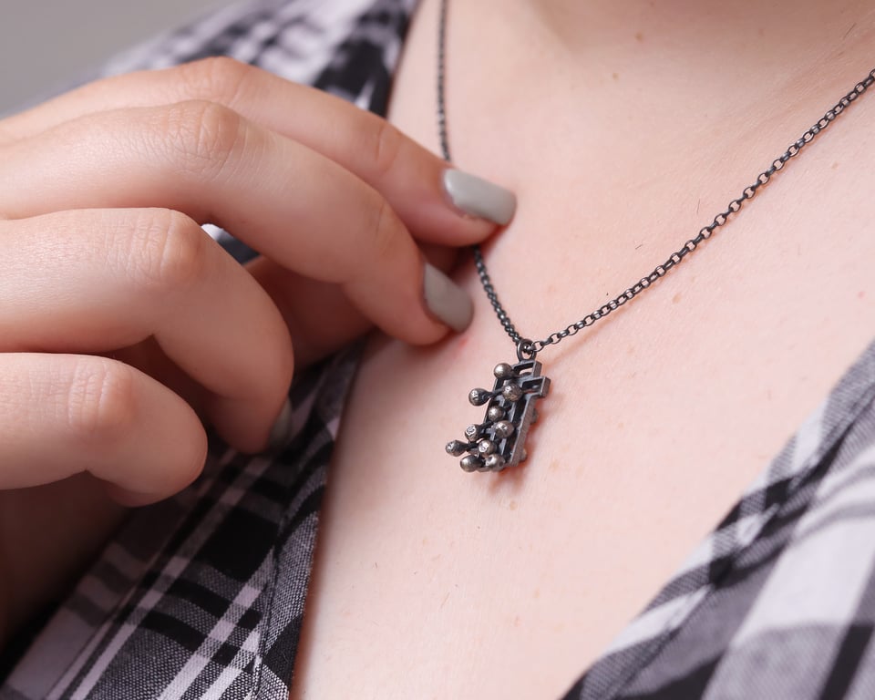 Silver necklace pendant fidget mindful jewellery style 1.