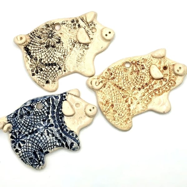 Ceramic pig hanging decoration