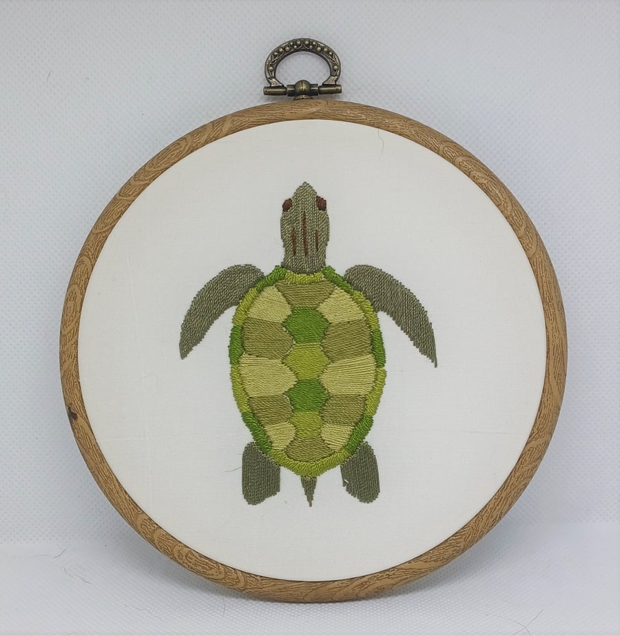Turtle Embroidery, Hand Embroidery Hoop, Sealife Gift, Ocean Creature gift, Turt