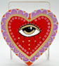 Sacred Heart Wall Art, Hand Painted All Seeing Eye on Wood, Protection Charm