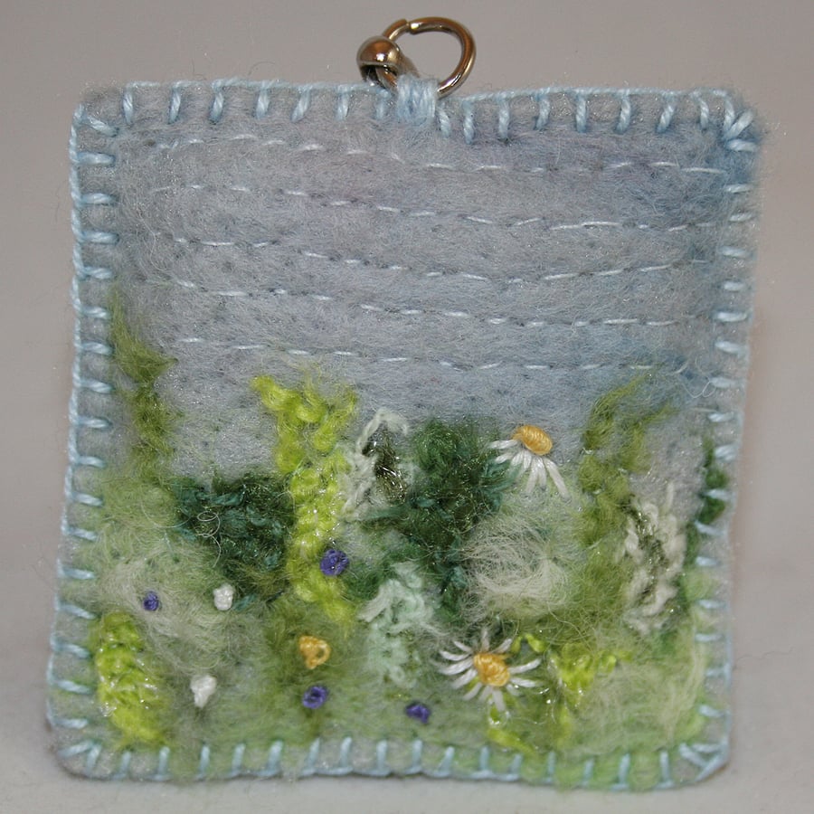 Meadow Keyring Embroidered and Felted