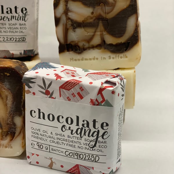Chocolate Orange soap, Handmade Natural. Guest Soap, letterbox gift, olive oil, 