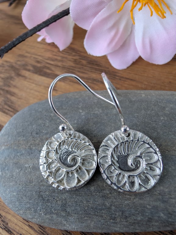 Handmade Fine Silver Drop Earrings - Spiralis Design
