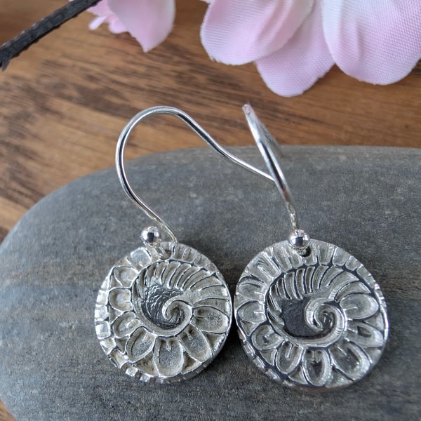 Fine Silver Drop Earrings - Spiralis