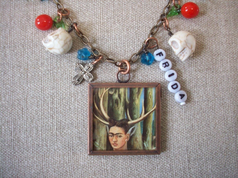 Frida Kahlo "The Wounded Deer" Art Necklace