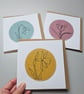 Collection of 3 handmade embroidered Spring cards - daffodil, crocus, snowdrop