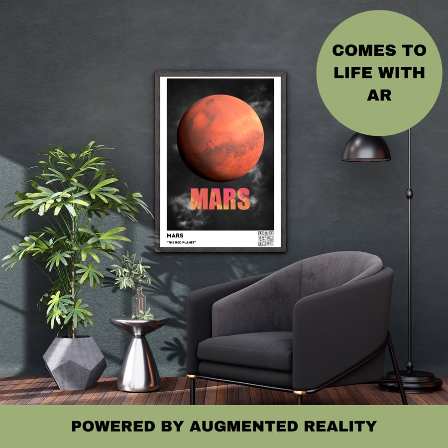 Mars Animated Poster - Interactive Art - Mars Print - AR Experience