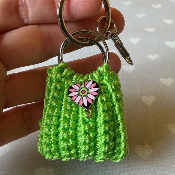 Mini crochet bag charm keyring