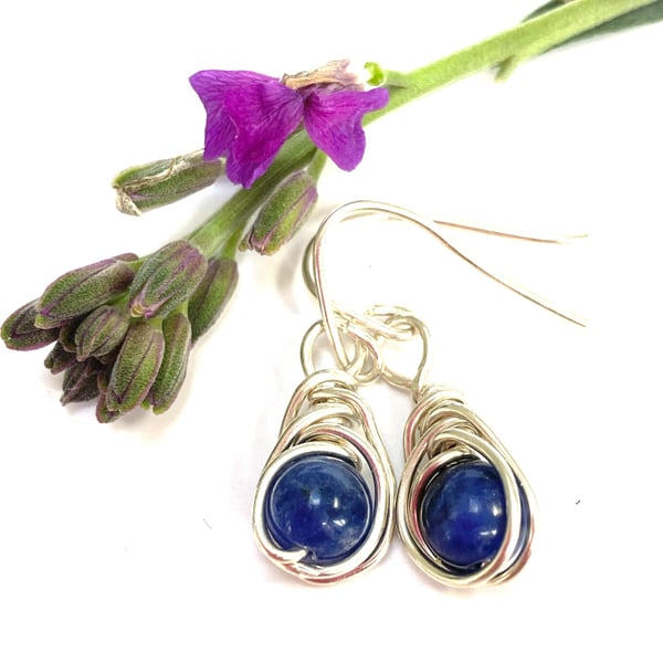 Sterling Silver Sodalite Earrings