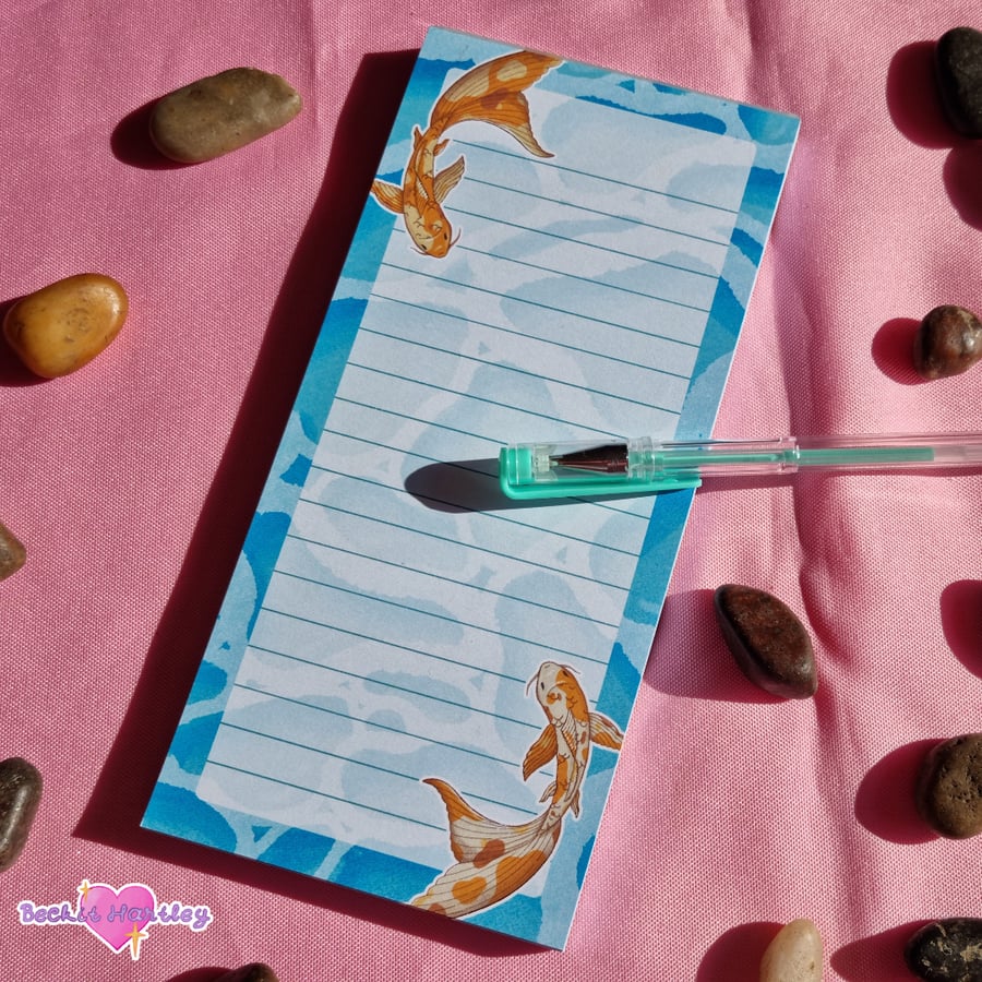 Koi Pond Listpad - Lined Magnetic List Pad - Cute Gifts, Stationery