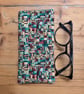 Squares And Rectangles With Gold Highlights Quilted Fabric Glasses Case 