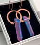 Rainbow Quartz Point Hammered Copper Rustic Boho Earrings - Image 6