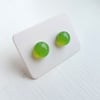 Fused Glass Stud Earrings - Lime Green