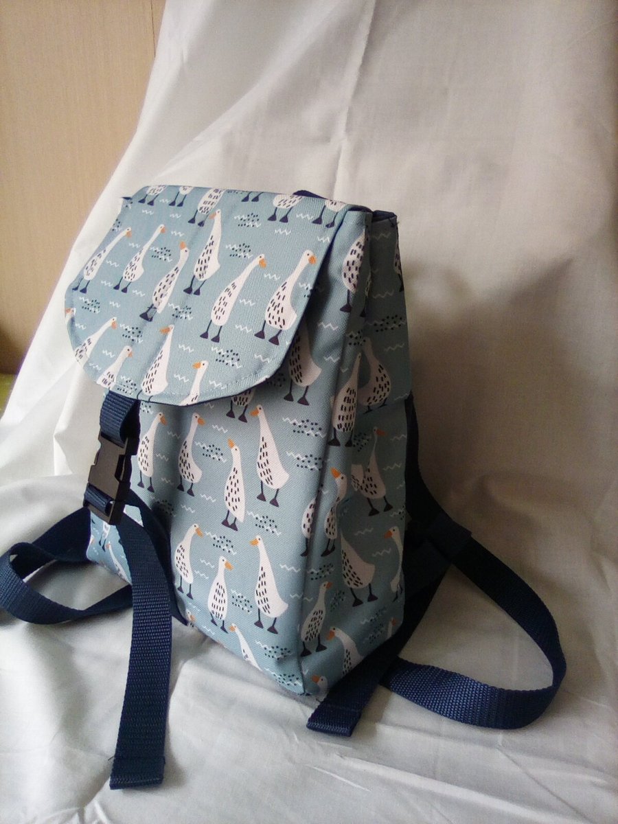 Backpack Geese Lightweight showerproof lined unique handmade bag