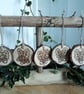 Five pyrography acorn & oak leaf wood slice hanging decorations - Image 2