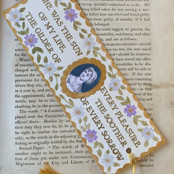 Cassandra Austen Tribute to Jane Austen Handmade Bookmark