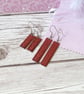 Small deep red dangle earrings, minimalist bright drop earrings - Image 7