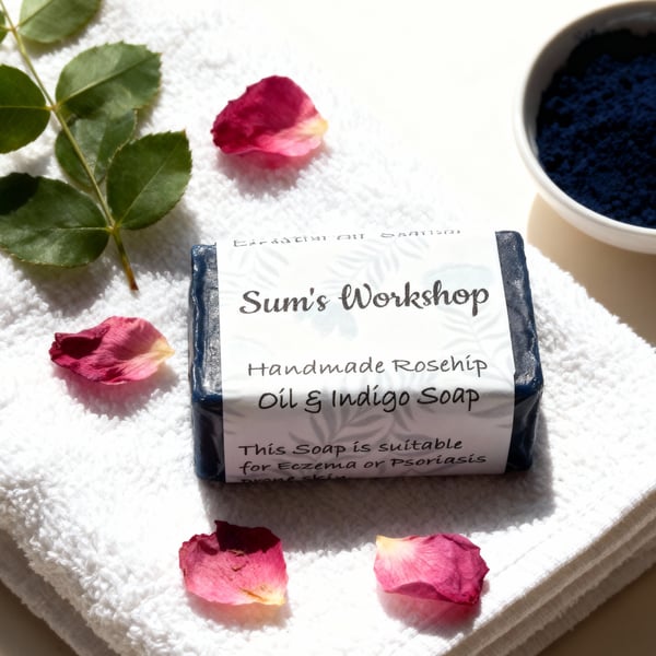 Handmade Rosehip Oil & Indigo Soap